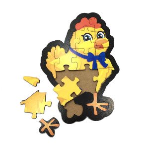 15 Parça Sevimli Civciv Desenli ve Hikayeli Ahşap Çocuk Puzzle