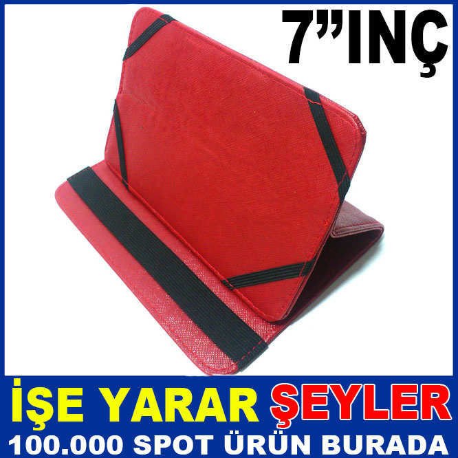 7 INÇ KIRMIZI RENK STANDLI RENKLİ TABLET KILIFI