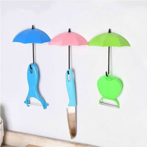 Askı Şemsiye 3 Adet Askı Yapışkanlı Duvar Dolap Askısı rengarenk şemsiye dizayn askılar