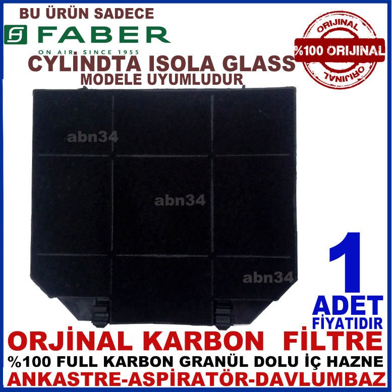 FABER CYLİNDTA ISOLA GLASS ANKASTRE DAVLUMBAZ ASPİRATÖR KARBON FİLTRESİ-1013