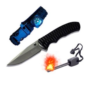 Columbia 283-C kamp seti bıçak pusula,magnezyum çubuğu ve kılıf ateş yakan avcı cakısı