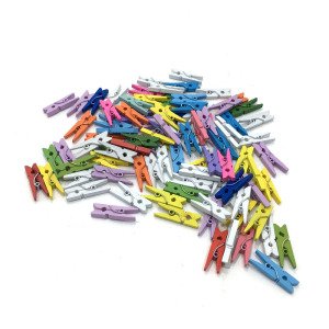 Ahşap Renkli Dekoratif Mikro Mandal 100 Adet 25mm Mini Mandal Tahta Mini Süsleme Mandalı Minik