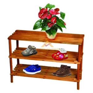 SÖKÜLÜP TAKILABİLEN ÇOK AMAÇLI AHŞAP SAKSI RAFI ESKİTME TARZ 3 KATLI PORTATİF AHŞAP AYAKKABILIK RAFI