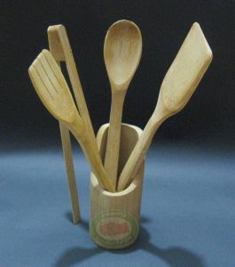 5 PARÇA NATUREL BAMBU SPATULA SET KAŞIK ÇATAL VS