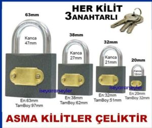 20mm GÖVDELİ ÇELİK ASMA KİLİT DOLAP KİLİDİ