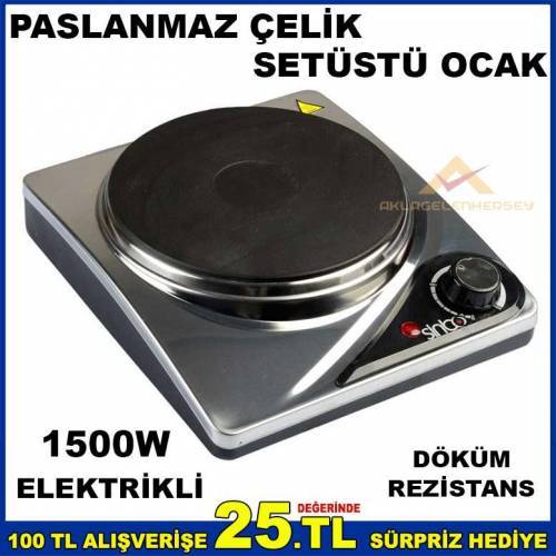 Sinbo Çelik Tek Gözlü Set Üstü Elektrikli Ocak