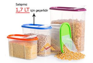 RENKLİ KAPAKLI ERZAK 1,7 LİTRE SAKLAMA KUTUSU