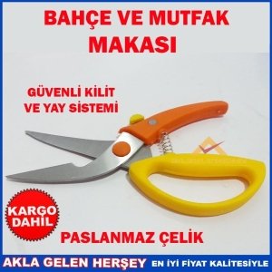 Ücretsiz Kargo GÜVENLİK KİLİTLİ VE YAYLI BAHÇE VE MUTFAK MAKASI