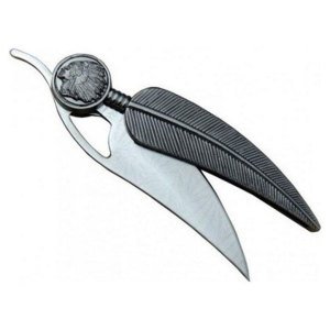 Welder 035 Mohikan Cep Çakısı Şık Tasarım Kamp Bıçağı Tüy Desenli Çelik Avcı Çakısı