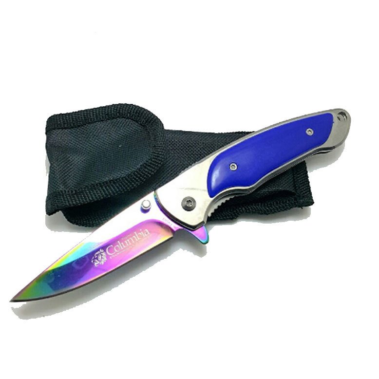 Columbia 149-B Mavi Model Kamp İpli Çantalı Kamp Av Çakı Bıçak Şık Tasarım Av Bıçağı Balıkçı Çakısı