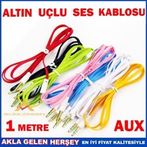 Ücretsiz Kargo 3.55 MM ALTIN UÇLU 1 METRE AUX SES KABLOSU KD