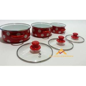 Master Cam Kapaklı 3lü Emaye Mini Tencere Seti