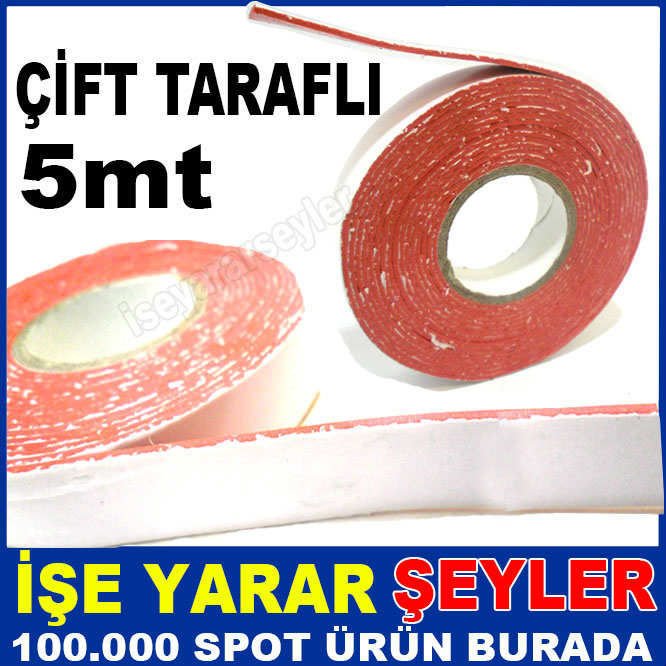 ÇİFT TARAFLI KÖPÜK BANT 5mt. KIRMIZI BEYAZ BANT