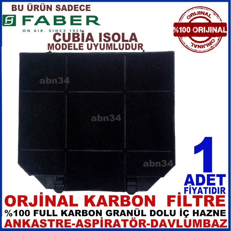 FABER CUBİA ISOLA ANKASTRE DAVLUMBAZ ASPİRATÖR KARBON FİLTRESİ-1013