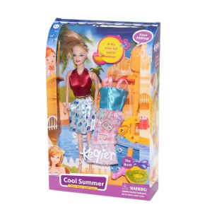 Kegier Şık Yedek Elbiseli Oyuncak Manken Bebek Oyun Seti