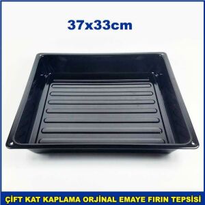 Kare Emaye Fırın Tepsisi 37x33cm Kaliteli Çelik Üzeri 2 Kat Emaye Kaplama Orijinal Fırın Tepsisi