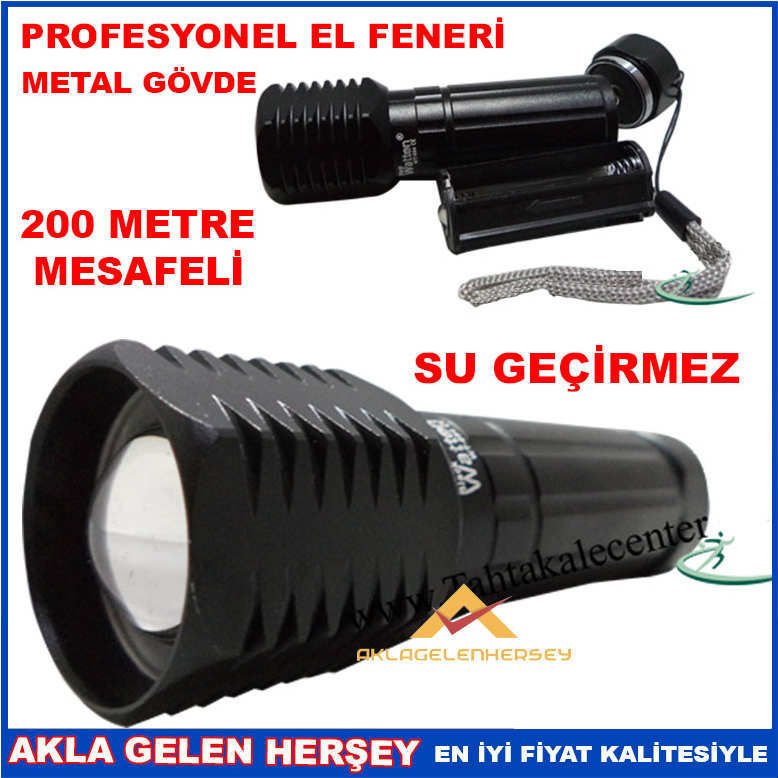 METAL GÖVDE PROFESYONEL SU GEÇİRMEZ EL FENERİ