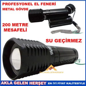 METAL GÖVDE PROFESYONEL SU GEÇİRMEZ EL FENERİ