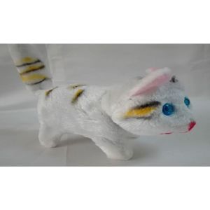 Peluş Oyuncak Beyaz Renk Yürüyen Miyavlayan Kedi Işıklı Sesli Hareketli Peluş Kedi