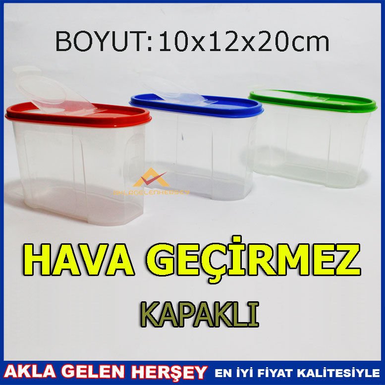 RENKLİ KAPAKLI 1,2 LİTRE ERZAK SAKLAMA KUTUSU
