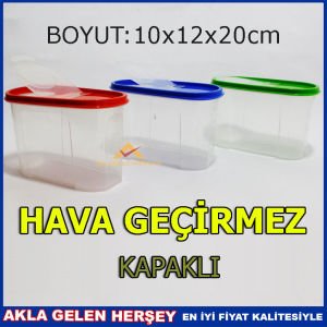 RENKLİ KAPAKLI 1,2 LİTRE ERZAK SAKLAMA KUTUSU