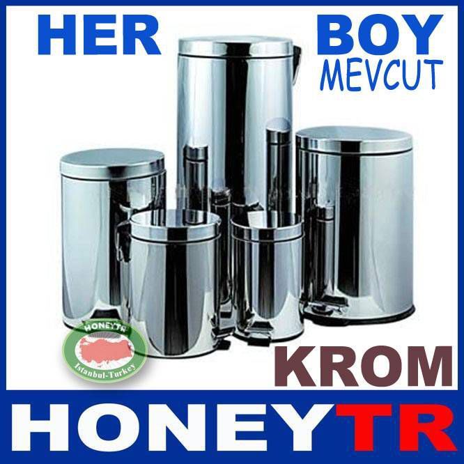 5 LİTRE PEDALLI PASLANMAZ ÇELİK KROM ÇÖP KOVASI