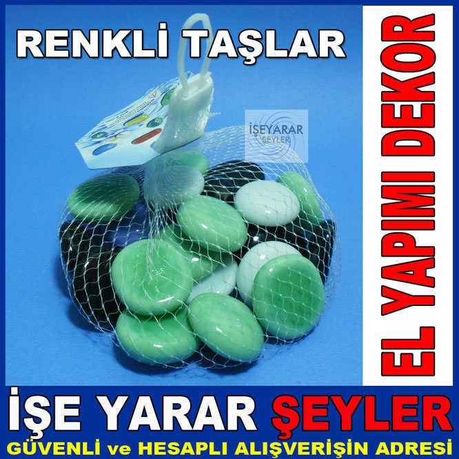 DEKORATİF RENKLİ PARLAK KAYA AKVARYUM TAŞI