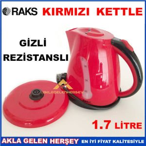 RAKS 1.7L KIRMIZI GÖVDELİ GİZLİ REZİSTANS KETTLE