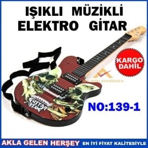 Ücretsiz Kargo KURU KAFA DESENLİ MÜZİKLİ IŞIKLI ELEKTRO GİTAR