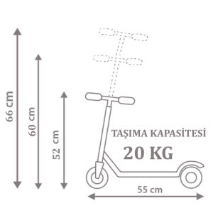 3 Tekerlekli Scooter Ayarlanabilir Frenli Sağa Sola Dönen Direksiyon
