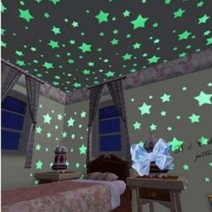 Gülen Yüzlü Fosforlu Karanlıkta Parlayan Duvar Tavan Süsü 10'lu