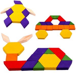 125 Parça Ahşap Puzzle Renkli Tangram Seti Zeka Ve El Becerisi Geliştirme Oyunu
