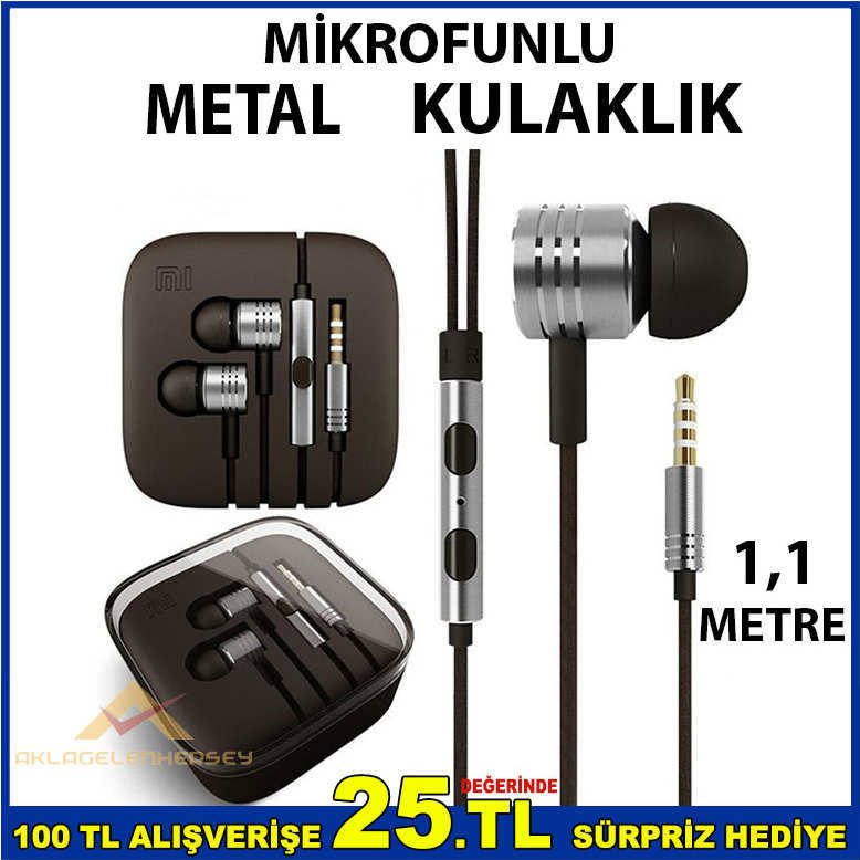 AKILLI TELEFONLAR İÇİN MİKROFONLU METAL KULAKLIK