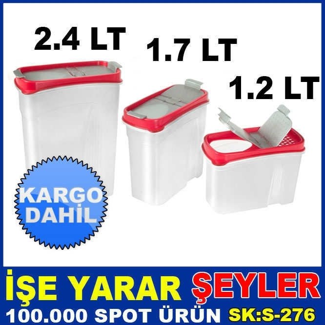 Hava almaz vakum korumalı erzak bakliyat saklama kabı 2.4 LİTRE