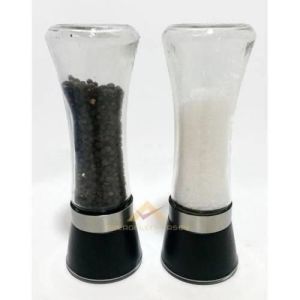 2 Adet Seramik Öğütücülü 19cm Büyük Boy Cam Hazne Tuz Ve Karabiber Değirmeni Alt Özel Koruma Kapaklı