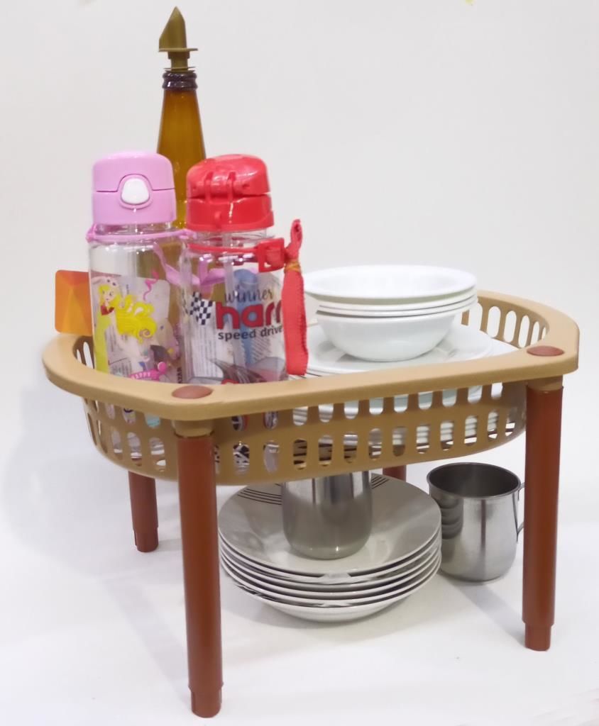 3 Adet Set Karemel Demonte Raf içi Organizer 40x30cm Tezgah üstü Altı Malzeme Sepeti Çok Amaçlı Raf