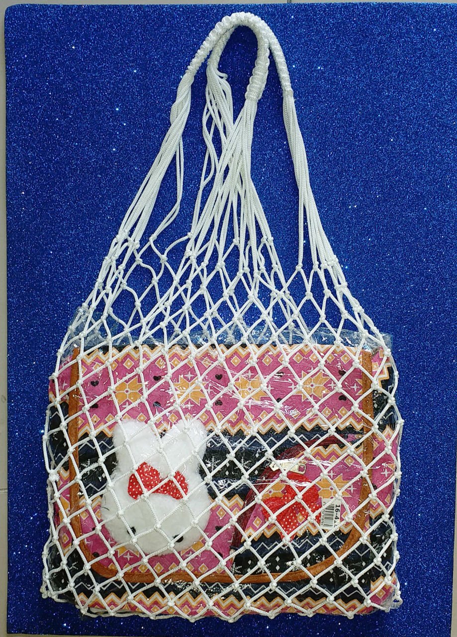 Büyük boy ip örgü alışveriş çantası,sağlam pazar filesi, jumbo boy çok amaçlı örme file plaj çantası