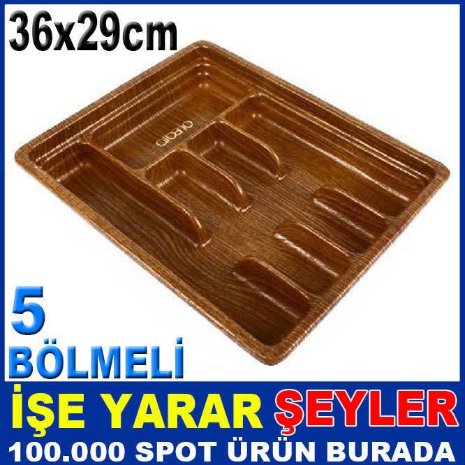 5 BÖLMELİ AHŞAP GÖRÜNÜMLÜ ÇEKMECEİÇİ KAŞIKLIK