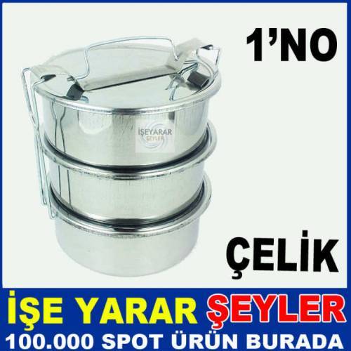 1.NO 1-2 KİŞİLİK 3'LÜ FULL ÇELİK SEFER TASI