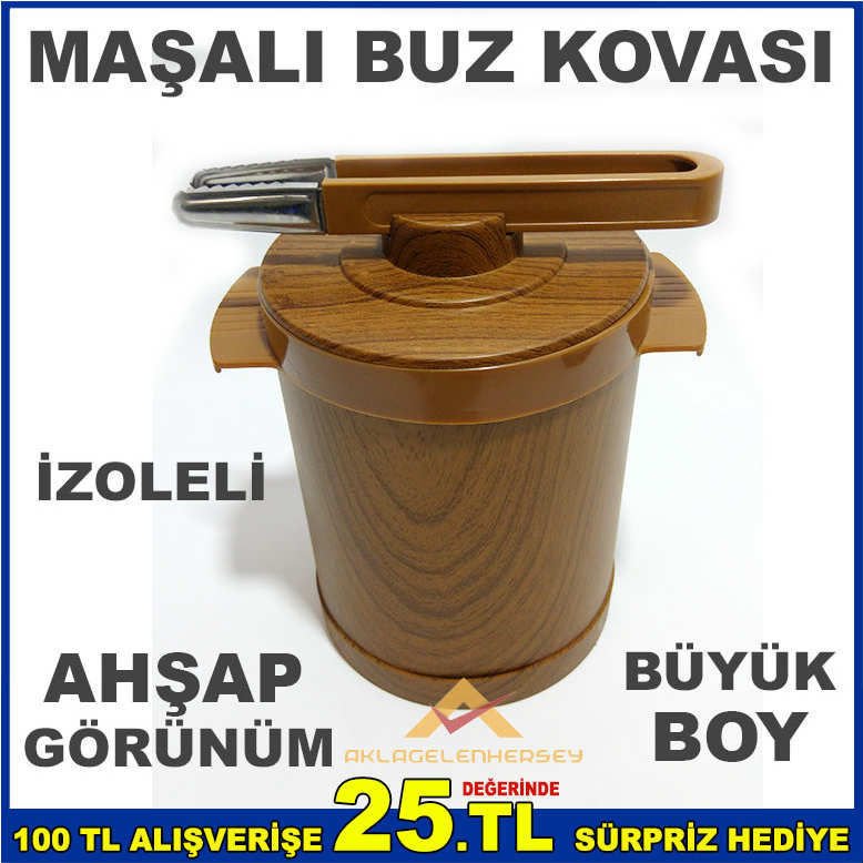 AHŞAP GÖRÜNÜM İZOLELİ BÜYÜKBOY MAŞALI BUZ KOVASI