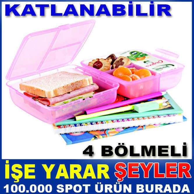 KATLANABİLİR 4 BÖLMELİ KİLİTLİ BESLENME KUTUSU