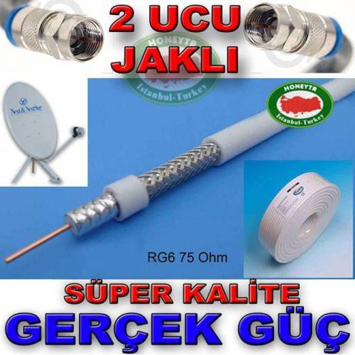 HAZIR UYDU KABLOSU 25 METRE UYDU ANTEN KABLOSU 2 UCU F KONNEKTÖRLÜ TEST EDİLMİŞ KULLANIMA HAZIRDIR