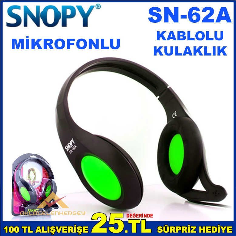 SNOPY SN-62A KABLOLU MİKROFONLU KULAKLIK SETİ