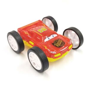 Sür Bırak 6x6 cm Yarış Arabası Çift Taraflı Plastik Oyuncak Araba Kırmızı-Sarı Renklerde Mini araba
