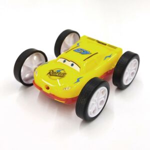 Sür Bırak 6x6 cm Yarış Arabası Çift Taraflı Plastik Oyuncak Araba Kırmızı-Sarı Renklerde Mini araba