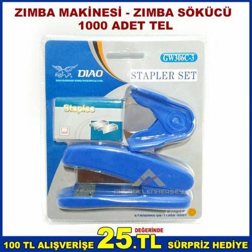 3lü Set Büyük Boy Kırtasiye Masaüstü Zımba Seti