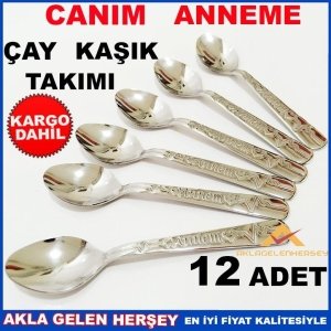 CANIM ANNEME ÇELİK 12 ADET ÇAY KAŞIK TAKIMI KD