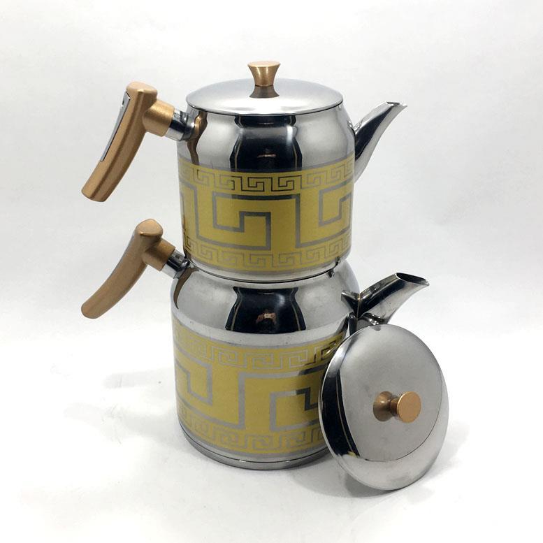 Jumbo Boy Desenli Çelik Çaydanlık Seti 25 Bardak Aşiret Boy 2'li