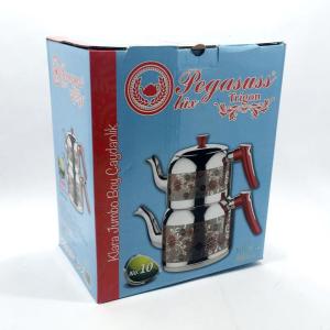 Jumbo Boy Desenli Çelik Çaydanlık Seti 25 Bardak Aşiret Boy 2'li