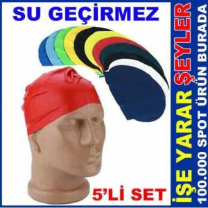 Lateks 5'li Set Su Geçirmez Yüzücü Havuz Bonesi